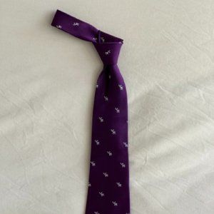 J Crew Silk Purple Moose Pattern Tie
